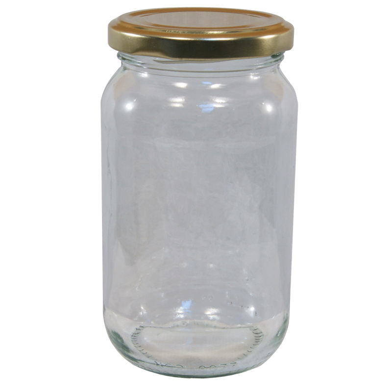 1lb / 380ml Round Glass Jam Jar With Gold Twist Off Lid - Pack Of 6 ...