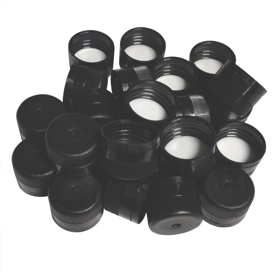 Black Plastic Screw Caps For Gallone Flagon Bottles - Pack Of 24