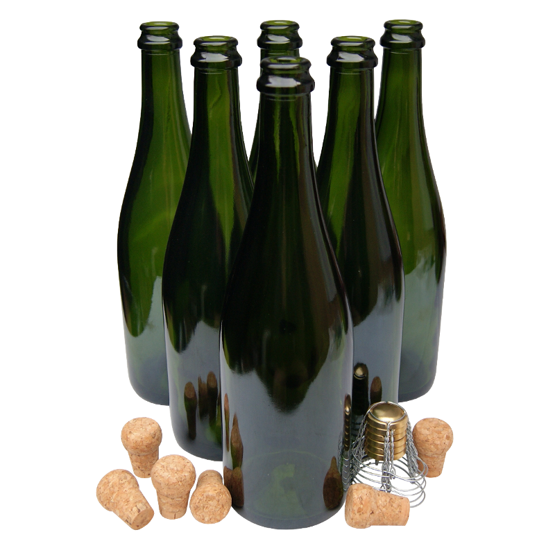 Pack Of 6 Champagne Bottles With Traditional Corks & Cages Balliihoo