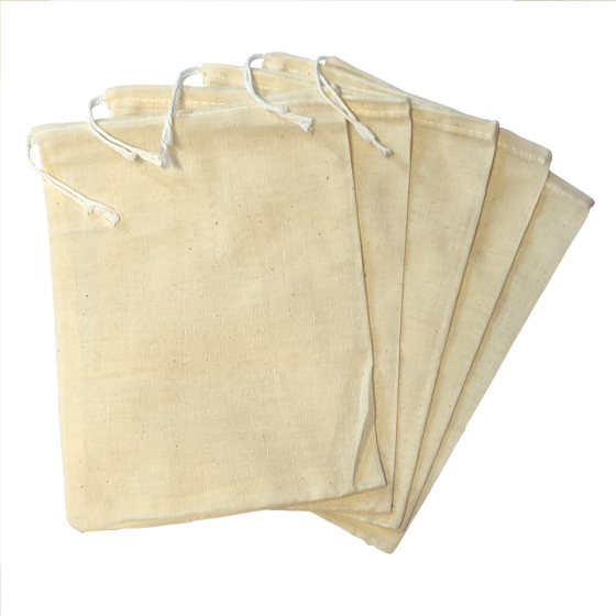 Reuseable Cotton Drawstring Hop Boiling Bags - Pack Of 5