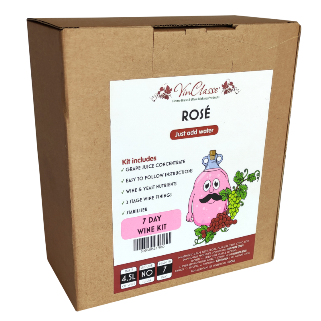 Vinclasse Rose 6 Bottle - 7 Day - Wine Ingredient Kit - Balliihoo